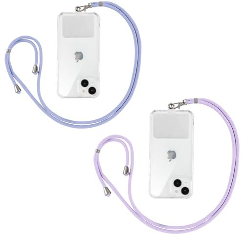 Yoedge 2 piezas Cordones Universal de Teléfono Móvil con Parche, Cordón de Cuello Ajustable Cadena de Nylon para iPhone/Samsung/Xiaomi y la Mayoría de Teléfonos Inteligentes-Púrpura/Hierba Morada