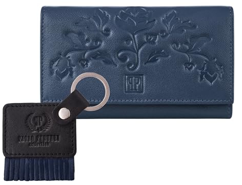 Damen Leder Geldbörse T-45-DB und Schlüsselanhänger T-88-BL/DB Geschenkset dunkelblau ZUP-107-DB, navy pers, Uniwersalny