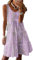 Yeenily Robe Été Femme Fleurie Robe de Plage sans Manche Décontractée Robes Longueur Genou Courte Robe Débardeur (Rose, L)