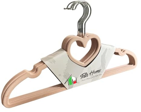 20 Pezzi Grucce Appendiabiti con Cuore in Velluto Antiscivolo Salvaspazio con Gancio Girevole Colore Rosa