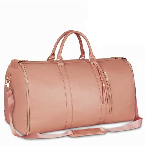 Suweir Kleidersack Reisetasche PU Leder Reise Handgepäck Kleidertasche für Damen Umwandelbarer Kleider Seesack mit Schuhbeutel 2 in 1 Hängekoffer Anzugtasche Business Travel Duffle Bag für Reisen