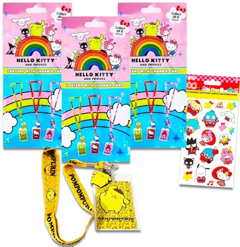 Hello Kitty Schl sselband-Blindtasche, 3 St ck, Hello Kitty Geschenkpaket inklusive 3 Hello Kitty Lanyards mit Charms, Kartenhaltern und mehr | Hello Kitty Ausweishalter-Set