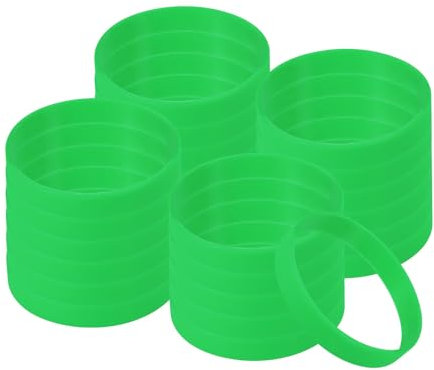 PATIKIL Silicone Bracelets, 100 Pack Colored Rubber Wristbands Blank Stretch Sports Bands for Adults Teen Sports Team Games, Light Green
