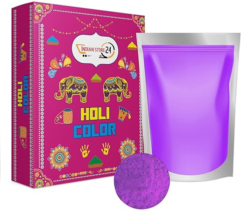 Lila 1 kg Holi Gulal Pulver wasserlöslich Natural Festival Baby Shower Fotoshooting Rangoli Colors Regenbogen Powder holy farbbeutel Glitzer Farbpulver Foto