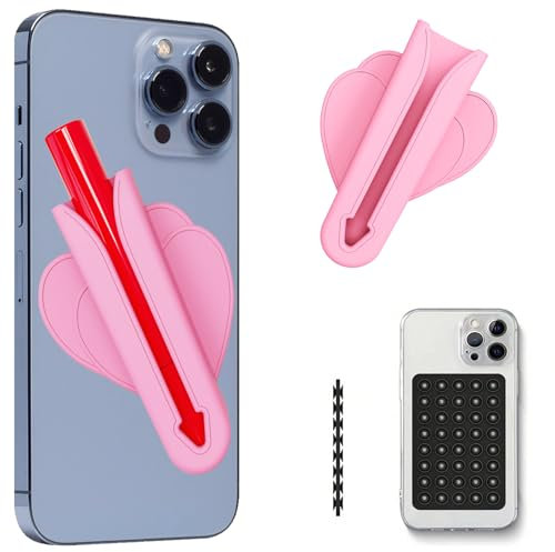 Lipgloss Handyhülle, Handyhülle mit Lipgloss Halter, selbstklebend - Aufklebbare Kartenhalter Hülle, Lippenhalter, Adhesive Silicone Credit Card Wallet and Lip Gloss Holder for Back of Phone