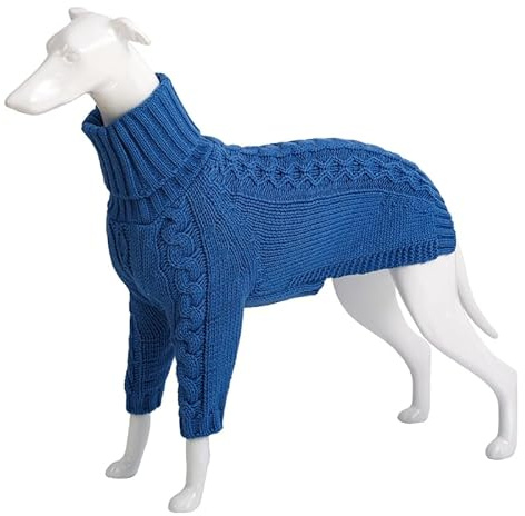 VOODUE Winter Hohe Kragen Hund Pullover Whippet Italienische Windspiel Pullover Hund Kleidung Bellington Pudel(Blau,S)