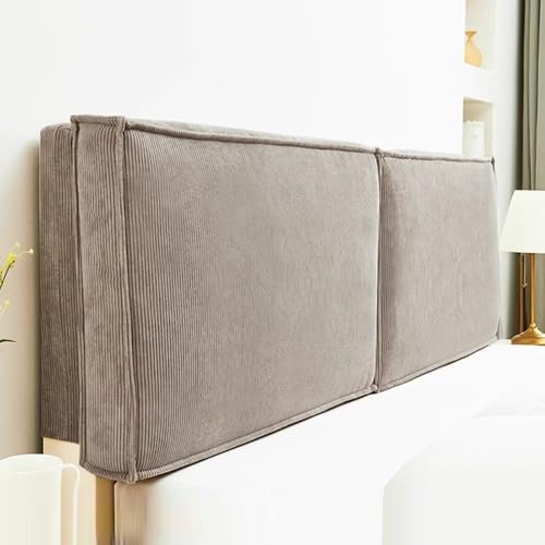 Gleedipre Französischer Stil Bettseitenkissen Hautfreundlicher Cord Kollisionssicher Abnehmbar Bettkopfteil Weich gepolsterte Rückenlehne(Milchtee,190x60cm/Ohne Kopfteil)