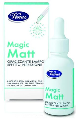 Venus Magic Matt, Siero Opacizzante con Acido Salicilico e Niacinamide, Riduce Sebo in Eccesso e Pori con Effetto Anti-Lucidità Istantaneo, Adatto a Pelli Grasse e a Tendenza Acneica, Flacone 30 ml