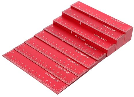 KITANDOVE 8pcs Table Saw Measuring Block Height Gauge Step Gauge Woodworking Tools and Accessories Setup Accessories High Precision Height Blocks Aluminum Setup Bars Red Aluminum Alloy