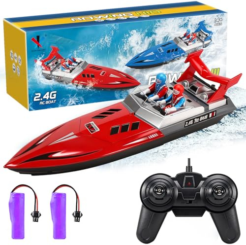 OBEST High Speed Ferngesteuertes Boot, Elektro RC Speedboat, 2.4G Anti-Interferenz Yacht Modell, USB Laden, geeignet für Kinder und Erwachsene Wasserspielzeug