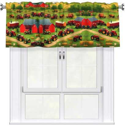 JIUTY Traktor Farm Badezimmer-Volants für Fenster, Küchenvorhänge, Volants, 137,2 x 45,7 cm, für kleine Badezimmer