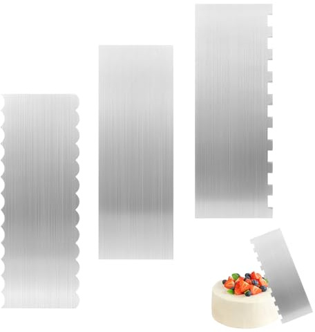 QWORK® 3 Pezzi spatola per dolci, 22CM raschietto per torte acciaio inossidabile, spatola torte, per decorare torte