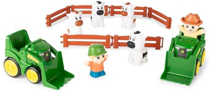 TOMY The Cows are Out! Farm Animal Playset - Preschool Farm Set with Tractors, Cows, Farmers & Fences - 14 Pieces - Ages 18 Months+