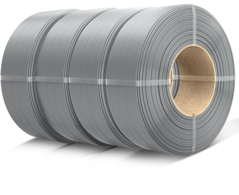 SUNLU 4KG PETG Filament Refill 1.75mm, 1KG/Rolle, 4 x Grau | No-Spule PETG 3D Drucker Filament Bundle, 3D Filament Refill for Reusable Spulen Compatible with Bambu Lab Filament Drucker