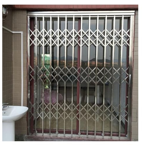 Inferriate per Finestre Barre Di Sicurezza Per Porte E Finestre Pieghevoli Su Misura, Griglie Per Finestre Retrattili In Acciaio Inossidabile Per Scantinati/edifici Per Uffici(100x150cm)
