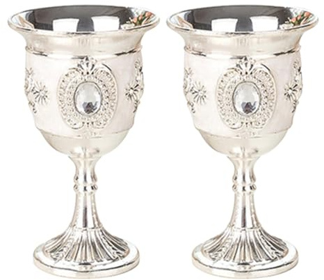 Toyvian 2 pièces Lot de Coupes à Vin Vintage Alliage Alimentaire Gobelets Métalliques Réutilisables pour Boissons Chaudes et Froides Verres Élégants pour Fête et Bar