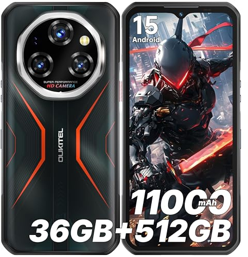 OUKITEL WP55S Rugged Smartphone 2026, 36GB RAM 512GB ROM 2TB TF Rugged Phone, 11000mAh Battery, 6.6 FHD+ 120Hz, 64MP Camera, Waterproof, NFC, OTG, GPS 33W Fast Charging, Android 15, Orange