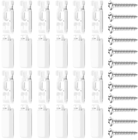 SHYSBV 12 Stück Plissee mit Bohren – Plissees Halterung Ersatzteile in 11x29 mm – Klemmträger und Klebeplatten für Stick & Fix Montage