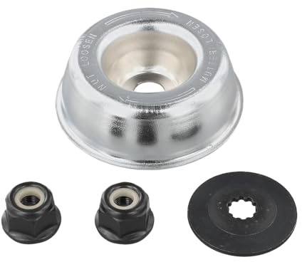 Kit de fijación de hoja de metal para desbrozadoras, incluye tuercas de collar M8 × 0.5LH y M10 × 1.0LH, arandela de empuje, placa de conductor, compatible con FS44/FS55/FS65/FS74/FS80/FS85/FS90/FS100