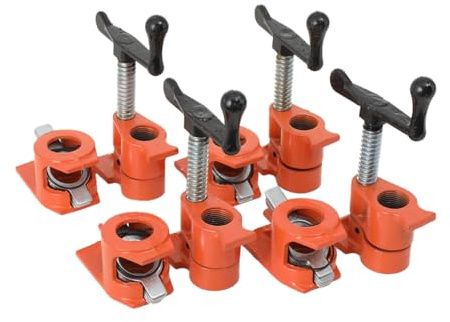 NICCOO 4-Pack 3/4 Inch Pipe Clamps Woodworking, Woodworking Clamps with Ergonomic Handle, Orange Quick Sliding Bar Clamps for Gluing, Drilling, Cabinet Assembly