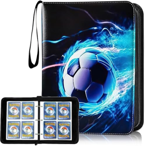 Sammelalbum Fußball Karten 50 Seiten 400 Taschen,Fussball Karten Sammelalbum Doppelseitige Groß,Tragbar Wasserdicht PU Ordner Geschenk für Sammler und Kinder Geburtstag für TCG,MTG