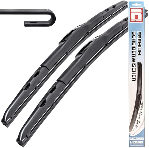 RECAMBO Hybrid Scheibenwischer Set vorne passend für Renault Megane Grandtour | BJ 03/1999-08/2003-550mm/500mm (22/20) - Hybrid Wischer Set für Frontscheibe - DualTech