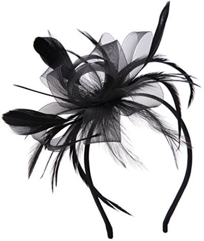 VGLOOK Flower Cocktail Tea Party Headwear Feather Fascinators Derby Hat for Girls and Ladies (Black)