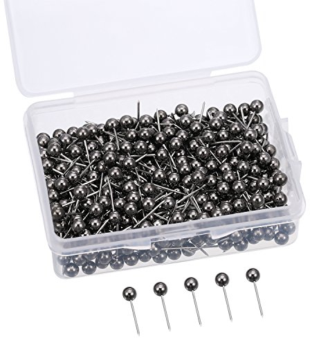 400 Stück Map Push Pins mit 1/8 Zoll Kopf und Stahlspitze (Retro Metallic Schwarz)
