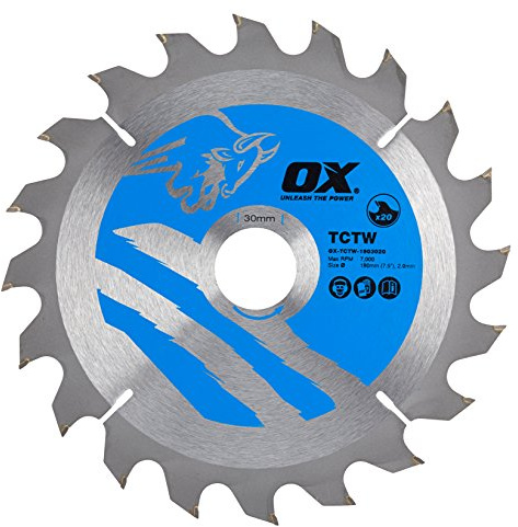 OX Wood Cutting Circular Saw Blade 190/30mm, 20 Teeth ATB