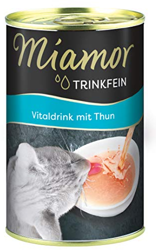 MIAMOR - Vitaldrink | Leckerer Drink für ausgewachsene Katzen zur Förderung der Flüssigkeitsaufnahme. Ergänzungsfutter in der Dose zur Unterstützung der Nierenfunktion | 24x135 ml Thunfisch