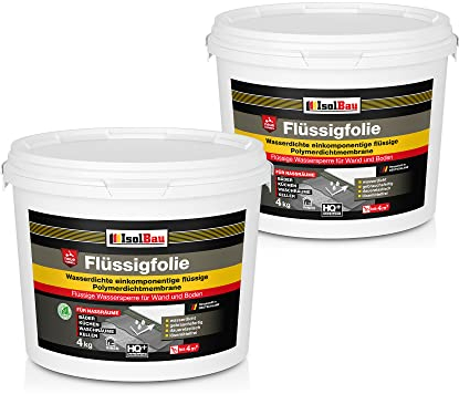Isolbau Flüssigfolie 8 kg - Abdichtung für Dusche, Bad, Küche - MPA-Zertifikat Duschabdichtung für Wand und Boden - Abdichtungsmasse Wasserdicht und Lösemittelfrei