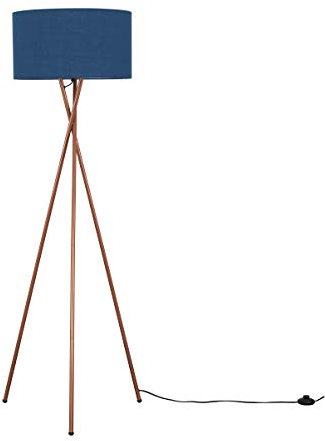 MiniSun | Modern Copper Metal Floor Lamp with a Navy Blue Shade | Floor Lamps & Torchieres, Home Décor & Improvement Essential | Includes 6W LED Bulb [3000K Warm White]