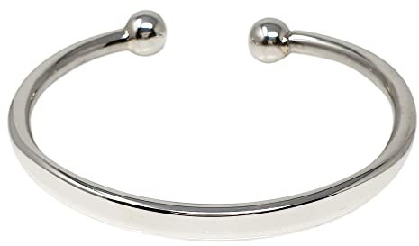 Treasure Bay Schwerer, massiver 925er Sterlingsilber-Drehmoment-Armreif, schlichter Silber-Armreif für Herren (Silber, Einheitsgröße)