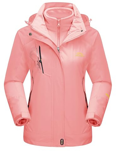 MAGCOMSEN Ski Jacket Women Winter Coats for Women Winter Jacket Snowboard Jacket 3 In 1 Jacket Snow Jacket Waterproof Jacket Pink M