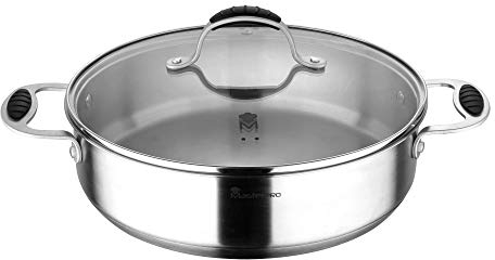 MasterPro Olla 28x7,5 cm con Capacidad de 4,5l en Acero Inoxidable Bergner colección Foodies, Plata