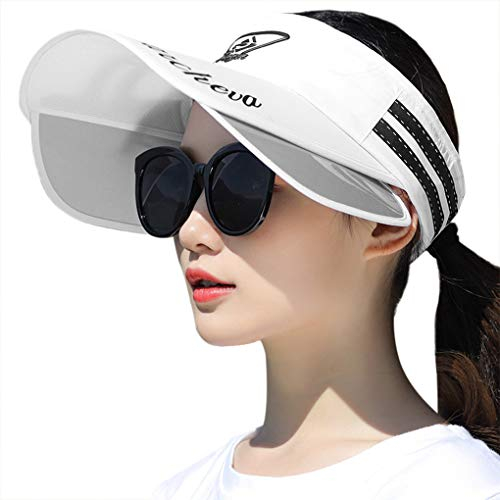 IPENNY Unisex Visor Sonnenhut Einstellbar Sommerhut für Damen und Herren Sonnenblenden Cap Freizeit Schatten Visier Verstellbare Kappe für Sport Outdoor Training (Stil 2-Weiß)
