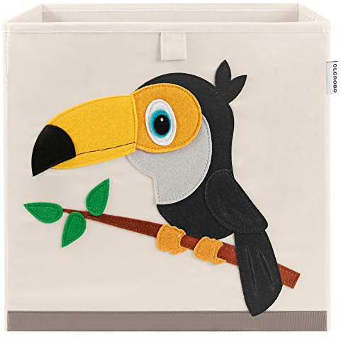 CLCROBD Foldable Animal Cube Storage Bins Fabric Toy Box/Chest/Organizer for Kids Nursery, 13 inch (Toucan)