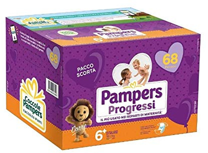 PAMPERS PROGRESSI QUADRI PACK 6+ EXTRALARGE 16+ KG - 68 PANNOLINI