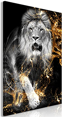 murando - Leinwand Bilder Löwe 80x120 cm Vlies Leinwandbild 1 tlg Kunstdruck modern Wandbilder Groß XXL Wanddekoration Design Wand Bild - Tier Abstrakt schwarz Porträt g-C-0310-b-a