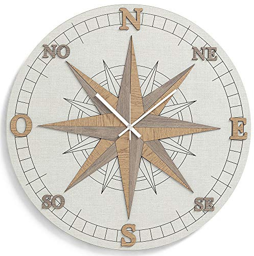 Liberoshopping Orologio da Parete Moderno Rotondo in Legno Laminato Rosa dei Venti 30X30 cm (Modello 2)