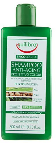 Equilibra Capelli, Shampoo Anti-Aging Protettivo Colore, Protegge la Brillantezza dei Capelli Colorati, Dona Luminosità, a Base di Estratto di Noci Verdi, Aloe Vera, Olio di Argan, 300 ml