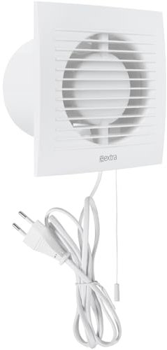 Vent Systems 100 mm Elektrischer Badlüfter mit Kabel + Schalter - Wand-, Deckenmontage – Kunststoff Luft Abluftventilator – Klimagerät Lüfter für Haus - Bad, Küche, Werkstatt, Keller