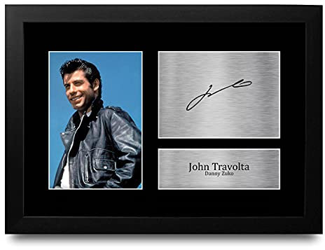 HWC Trading FR A4 John Travolta Grease Geschenke Gedruckt, Signiert Autogramm Bild Für Film-Erinnerungsstücke-Fans - A4 Framed