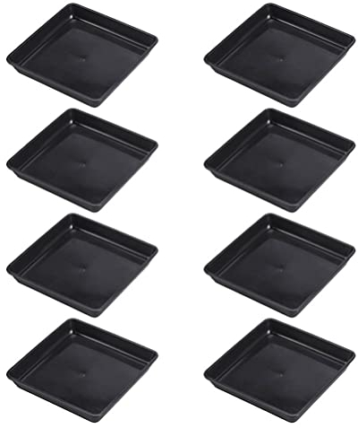 Yardwe 8pcs Plastic Plant Saucer Square Plant Pot Saucers Plant Bottom Drainage Trays Plate Dish Succulent Pot Holder Base for Garden Balcony Desktop Black 12cm