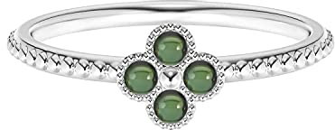Mehrfachauswahl Ihr Edelstein 2,50 MM Rund 925er Sterling Silber Vier Stein Clover Ring (Grüner Turmalin, 22.5)