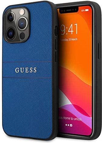 GUESS GUHCP13LPSASBBL Case for iPhone 13 Pro / 13 6.1 Inch Blue Saffiano Strap