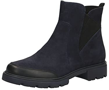CAPRICE Damen Stiefeletten ohne Absatz Airmotion aus Leder Flach Weite G, Blau (Ocean Suede 1), 41 EU