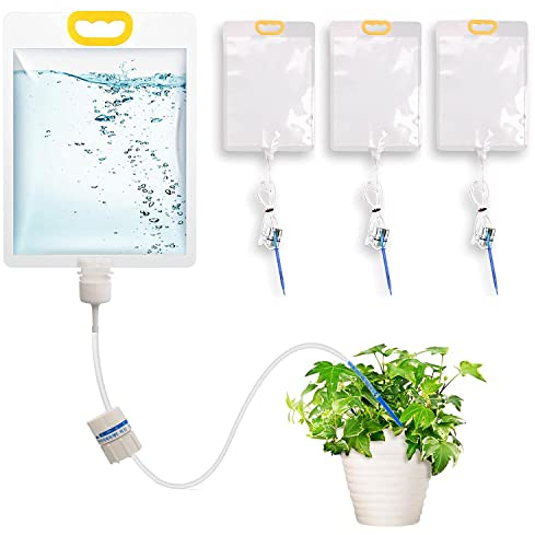 MissFox Sacchetti per Irrigazione Automatica 3,5L – Set 4 Pezzi, Sistema di Irrigazione a Goccia con Flusso Regolabile per Piante da Interno ed Esterno, Ideale per Giardino e Appartamento
