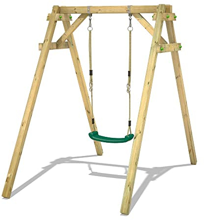 WICKEY Balançoire pour Enfants Support de balançoire Smart One - balançoire Vert avec portique de balançoire, balançoire individuelle, balançoire en Bois pour Le Jardin