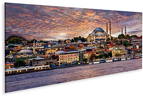 Bild auf Leinwand Goldenes Horn Und Die Altstadt Von Istanbul Auf Dramatischem Sonnenuntergang Türkei Wandbild Poster Kunstdruck Bilder